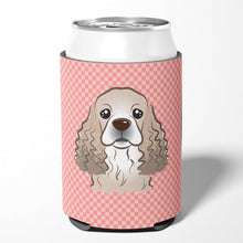 Load image into Gallery viewer, Checkerboard Pink Cocker Spaniel Can or Bottle Hugger BB1216CC