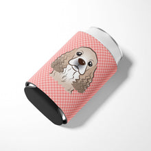 Load image into Gallery viewer, Checkerboard Pink Cocker Spaniel Can or Bottle Hugger BB1216CC