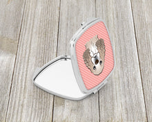 Load image into Gallery viewer, Checkerboard Pink Cocker Spaniel Compact Mirror – Stylish Purse Mirror with Artistic Covers BB1216SCM