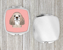 Load image into Gallery viewer, Checkerboard Pink Cocker Spaniel Compact Mirror – Stylish Purse Mirror with Artistic Covers BB1216SCM