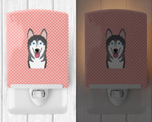 Load image into Gallery viewer, Checkerboard Pink Alaskan Malamute Ceramic Night Light BB1218CNL
