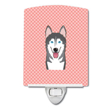 Load image into Gallery viewer, Checkerboard Pink Alaskan Malamute Ceramic Night Light BB1218CNL