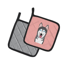 Load image into Gallery viewer, Checkerboard Pink Alaskan Malamute Pot Holders - Set of 2 - Heat-Resistant Kitchen Essentials BB1218PTHD