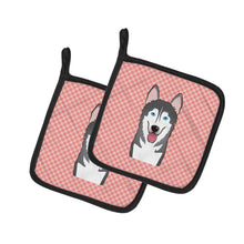 Load image into Gallery viewer, Checkerboard Pink Alaskan Malamute Pot Holders - Set of 2 - Heat-Resistant Kitchen Essentials BB1218PTHD