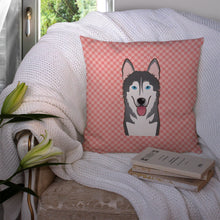 Load image into Gallery viewer, Checkerboard Pink Alaskan Malamute Canvas Throw Pillow - 14x14 Decorative Pillow – Art for Your Home &amp; Patio BB1218PW1414