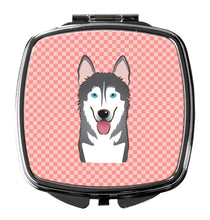 Load image into Gallery viewer, Checkerboard Pink Alaskan Malamute Compact Mirror – Stylish Purse Mirror with Artistic Covers BB1218SCM