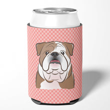 Load image into Gallery viewer, Checkerboard Pink English Bulldog  Can or Bottle Hugger BB1219CC