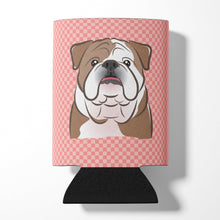 Load image into Gallery viewer, Checkerboard Pink English Bulldog  Can or Bottle Hugger BB1219CC