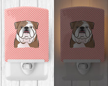 Load image into Gallery viewer, Checkerboard Pink English Bulldog  Ceramic Night Light BB1219CNL