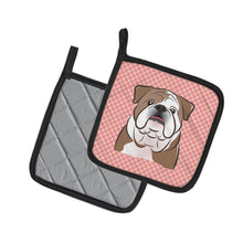 Load image into Gallery viewer, Checkerboard Pink English Bulldog Pot Holders - Set of 2 - Heat-Resistant Kitchen Essentials BB1219PTHD