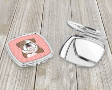 Load image into Gallery viewer, Checkerboard Pink English Bulldog  Compact Mirror – Stylish Purse Mirror with Artistic Covers BB1219SCM
