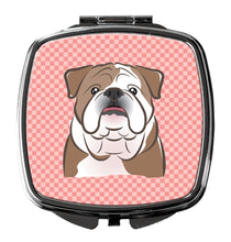 Load image into Gallery viewer, Checkerboard Pink English Bulldog  Compact Mirror – Stylish Purse Mirror with Artistic Covers BB1219SCM
