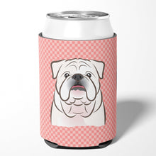 Load image into Gallery viewer, Checkerboard Pink White English Bulldog  Can or Bottle Hugger BB1220CC