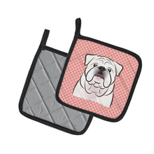 Load image into Gallery viewer, Checkerboard Pink White English Bulldog Pot Holders - Set of 2 - Heat-Resistant Kitchen Essentials BB1220PTHD