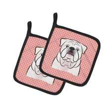 Load image into Gallery viewer, Checkerboard Pink White English Bulldog Pot Holders - Set of 2 - Heat-Resistant Kitchen Essentials BB1220PTHD