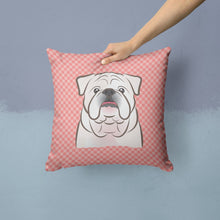 Load image into Gallery viewer, Checkerboard Pink White English BulldogThrow Pillow - 14x14 Decorative Pillow – Art for Your Home &amp; Patio BB1220PW1414