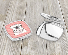 Load image into Gallery viewer, Checkerboard Pink White English Bulldog  Compact Mirror – Stylish Purse Mirror with Artistic Covers BB1220SCM