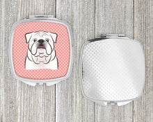 Load image into Gallery viewer, Checkerboard Pink White English Bulldog  Compact Mirror – Stylish Purse Mirror with Artistic Covers BB1220SCM
