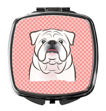 Load image into Gallery viewer, Checkerboard Pink White English Bulldog  Compact Mirror – Stylish Purse Mirror with Artistic Covers BB1220SCM