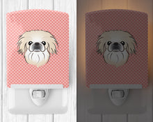 Load image into Gallery viewer, Checkerboard Pink Pekingese Ceramic Night Light BB1221CNL