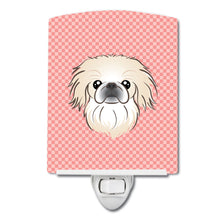 Load image into Gallery viewer, Checkerboard Pink Pekingese Ceramic Night Light BB1221CNL