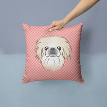 Load image into Gallery viewer, Checkerboard Pink Pekingese Canvas Throw Pillow - 14x14 Decorative Pillow – Art for Your Home &amp; Patio BB1221PW1414