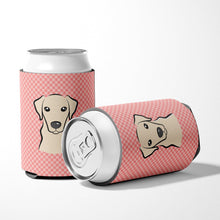 Load image into Gallery viewer, Checkerboard Pink Yellow Labrador Can or Bottle Hugger BB1222CC