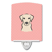 Load image into Gallery viewer, Checkerboard Pink Yellow Labrador Ceramic Night Light BB1222CNL