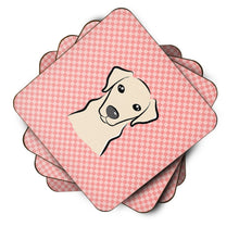 Load image into Gallery viewer, Checkerboard Pink Yellow Labrador Coasters - Set of 4 Lightweight Foam, Absorbent Drink Coasters BB1222FC