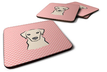 Load image into Gallery viewer, Checkerboard Pink Yellow Labrador Coasters - Set of 4 Lightweight Foam, Absorbent Drink Coasters BB1222FC
