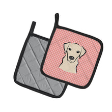 Load image into Gallery viewer, Checkerboard Pink Yellow Labrador Pot Holders - Set of 2 - Heat-Resistant Kitchen Essentials BB1222PTHD