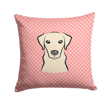 Load image into Gallery viewer, Checkerboard Pink Yellow Labrador Canvas Throw Pillow - 14x14 Decorative Pillow – Art for Your Home &amp; Patio BB1222PW1414