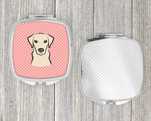 Load image into Gallery viewer, Checkerboard Pink Yellow Labrador Compact Mirror – Stylish Purse Mirror with Artistic Covers BB1222SCM