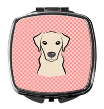 Load image into Gallery viewer, Checkerboard Pink Yellow Labrador Compact Mirror – Stylish Purse Mirror with Artistic Covers BB1222SCM