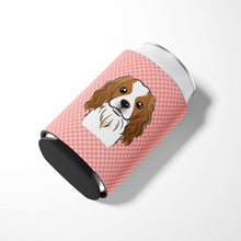Load image into Gallery viewer, Checkerboard Pink Cavalier Spaniel Can or Bottle Hugger BB1224CC