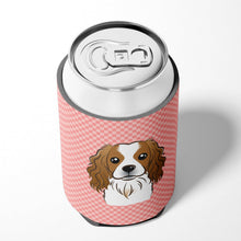 Load image into Gallery viewer, Checkerboard Pink Cavalier Spaniel Can or Bottle Hugger BB1224CC
