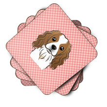 Load image into Gallery viewer, Checkerboard Pink Cavalier Spaniel Coasters - Set of 4 Lightweight Foam, Absorbent Drink Coasters BB1224FC
