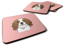 Load image into Gallery viewer, Checkerboard Pink Cavalier Spaniel Coasters - Set of 4 Lightweight Foam, Absorbent Drink Coasters BB1224FC