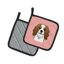 Load image into Gallery viewer, Checkerboard Pink Cavalier Spaniel Pot Holders - Set of 2 - Heat-Resistant Kitchen Essentials BB1224PTHD