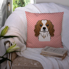 Load image into Gallery viewer, Checkerboard Pink Cavalier Spaniel Canvas Throw Pillow - 14x14 Decorative Pillow – Art for Your Home &amp; Patio BB1224PW1414