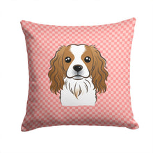 Load image into Gallery viewer, Checkerboard Pink Cavalier Spaniel Canvas Throw Pillow - 14x14 Decorative Pillow – Art for Your Home &amp; Patio BB1224PW1414