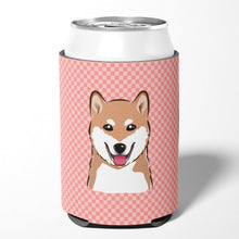 Load image into Gallery viewer, Checkerboard Pink Shiba Inu Can or Bottle Hugger BB1225CC