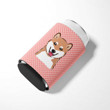 Load image into Gallery viewer, Checkerboard Pink Shiba Inu Can or Bottle Hugger BB1225CC