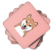 Load image into Gallery viewer, Checkerboard Pink Shiba Inu Coasters - Set of 4 Lightweight Foam, Absorbent Drink Coasters BB1225FC