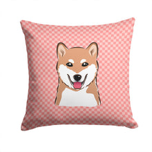 Load image into Gallery viewer, Checkerboard Pink Shiba Inu Canvas Throw Pillow - 14x14 Decorative Pillow – Art for Your Home &amp; Patio BB1225PW1414