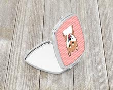 Load image into Gallery viewer, Checkerboard Pink Shiba Inu Compact Mirror – Stylish Purse Mirror with Artistic Covers BB1225SCM