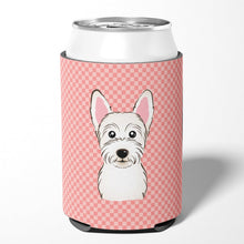 Load image into Gallery viewer, Checkerboard Pink Westie Can or Bottle Hugger BB1226CC