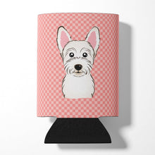 Load image into Gallery viewer, Checkerboard Pink Westie Can or Bottle Hugger BB1226CC