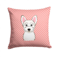 Load image into Gallery viewer, Checkerboard Pink Westie Canvas Throw Pillow - 14x14 Decorative Pillow – Art for Your Home &amp; Patio BB1226PW1414