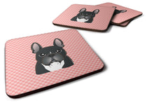 Load image into Gallery viewer, Checkerboard Pink French Bulldog Coasters - Set of 4 Lightweight Foam, Absorbent Drink Coasters BB1227FC